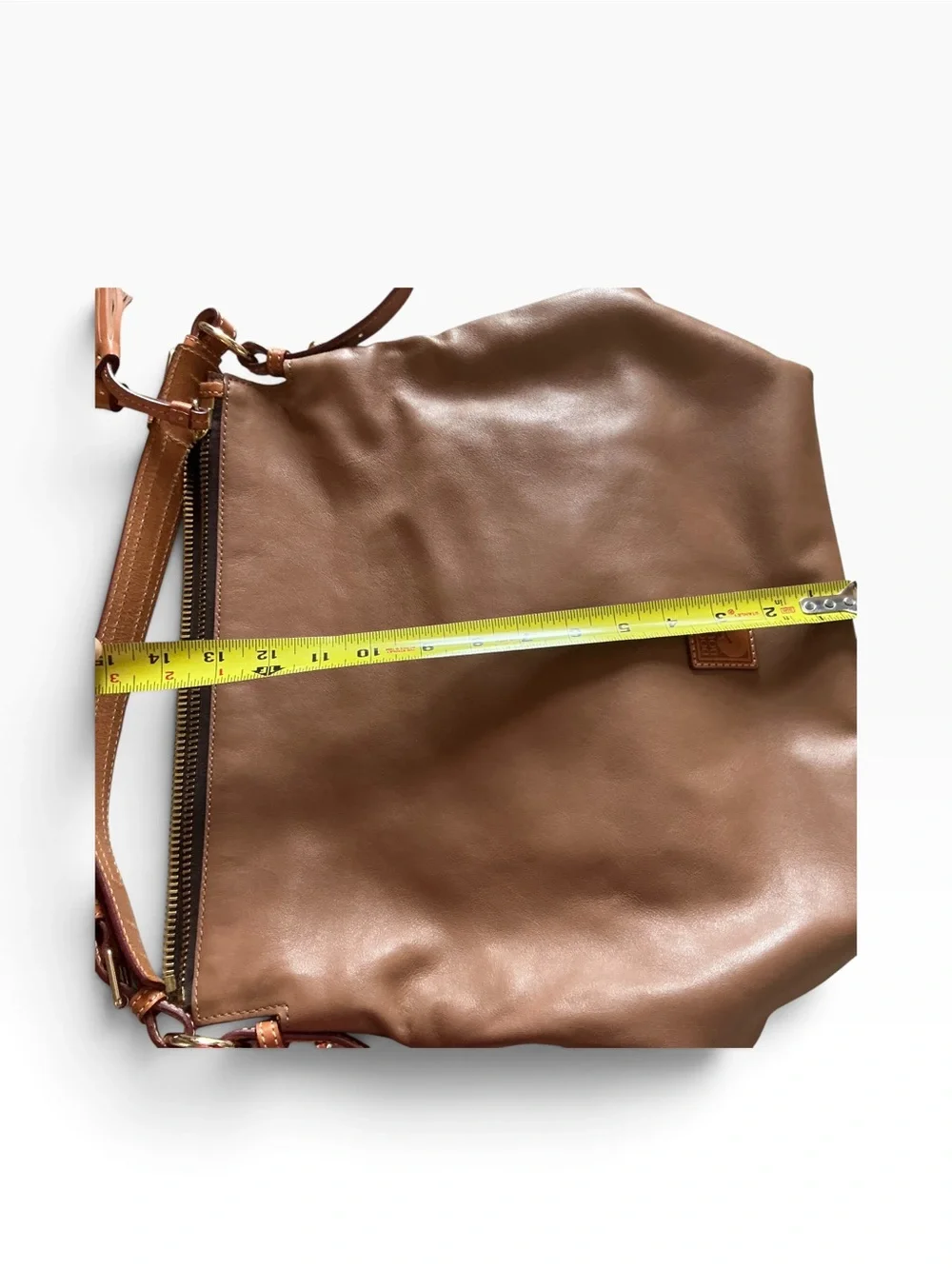 Dooney & Bourke smooth leather large hobo handbag mustard brown leather large